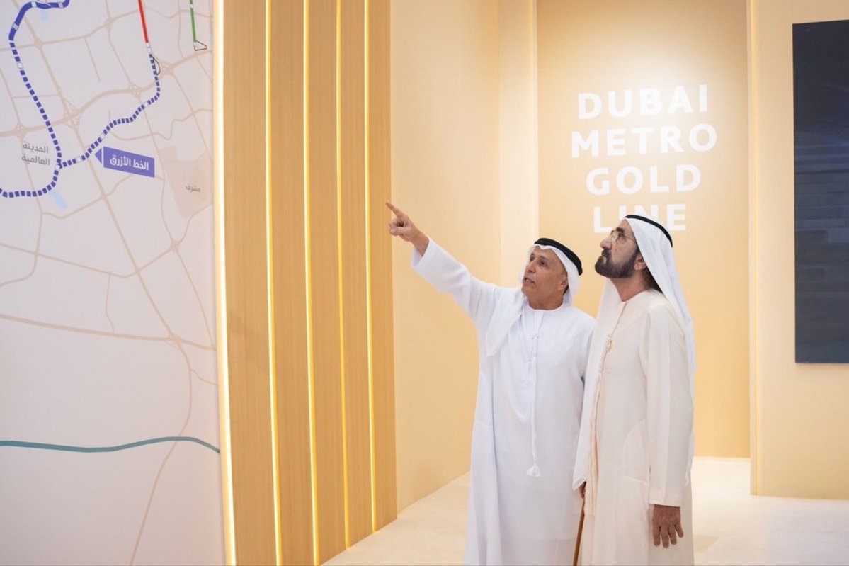saif_aldareei's tweet image. Yesterday, they were claiming the UAE is bankrupt…
Today, His Highness Sheikh Mohammed bin Rashid Al Maktoum announces Dubai’s largest transportation project in history:
The Gold Line — Dubai Metro 🟡
•  42 km fully underground (up to 40 meters deep)
•  18 stations serving 15