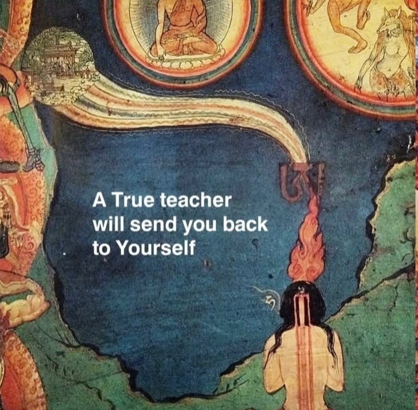 Lovandfear's tweet photo. A True teacher will send you back to yourself. https://t.co/vRpEr0KqpM