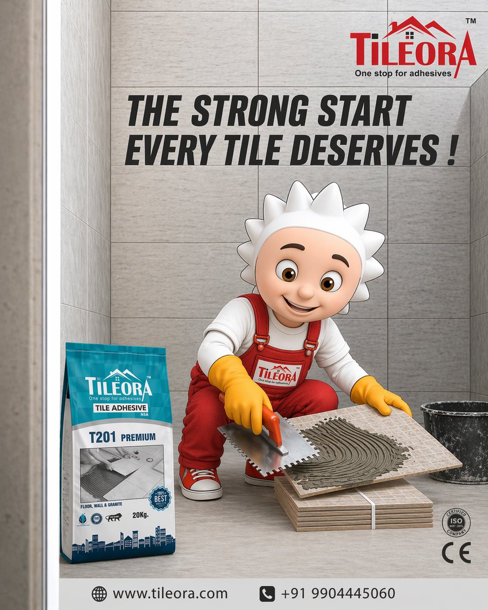 Tileora_ind's tweet image. 🔴हर टाइल को चाहिए एक मजबूत शुरुआत!🧱✨
Tileora T201 Premium Tile Adhesive के साथ पाएँ बेहतरीन पकड़ और लंबी उम्र✔️
🏠Floor | Wall | Granite–हर जगह परफेक्ट
🚫No cracks | No tension |Only strong bonding
#tileora #tileadhesive #adhesive
#constructionsolutions #constructionmaterials
