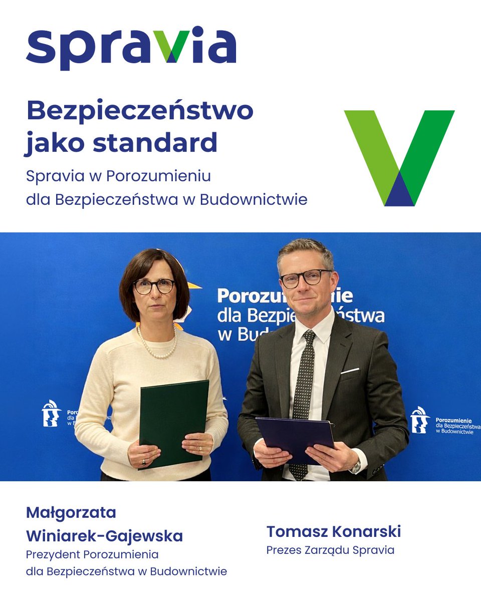 Spravia_pl's tweet image. Spravia dołącza do Porozumienia dla Bezpieczeństwa w Budownictwie! Dla nas bezpieczeństwo na budowie zaczyna się od ludzi.
#BHP #bezpieczeństwo #budowa