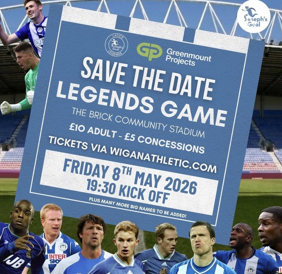 JosephsGoal's tweet photo. The @JosephsGoal @LaticsOfficial legends have made another signing ahead of next month's big game at the @WiganStadium...it's FA Cup winner Fraser Fyvie! 💙 #wafc

Tickets on sale now...you do not want to miss this one! 👇
https://t.co/GO7tTnxzZg https://t.co/nG1BqtqKhS