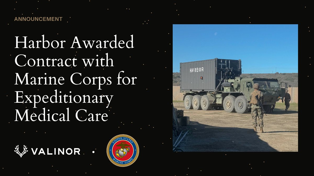 valinortech's tweet photo. We're proud to announce that Valinor Harbor has been awarded a contract with the @USMC to support rapid casualty care at the edge.

Units will be tested and deployed to operational forces later this year.

Learn more: https://t.co/WNMajv2OkQ https://t.co/NxLhpN7K2t