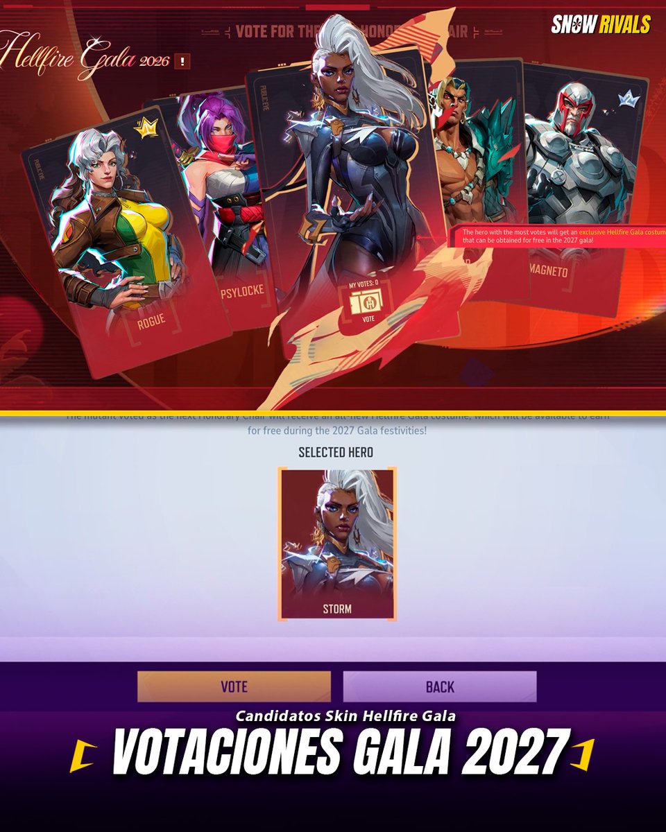 VOTACOINES HELLFIRE GALA 2027

Primer vistazo a los candidatos de las votaciones de Hellfire 2027, el personaje mas votado recibirá una skin gala gratis el siguiente año.

¿Quién se merece la skin esta vez?

#marvelrivalsmemes #marvelrivalsnews #marvelrivalslatam #marvelRivals