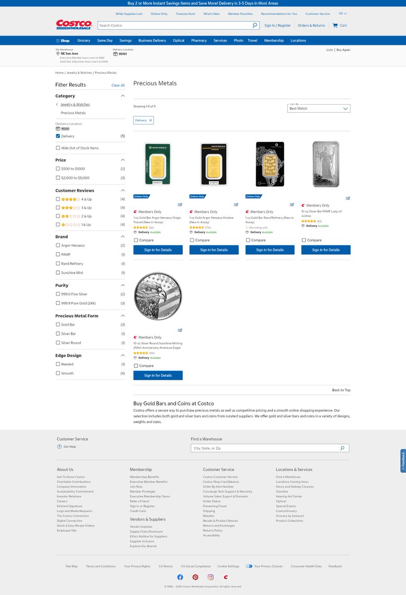 Costco Precious Metals Alerts tweet media