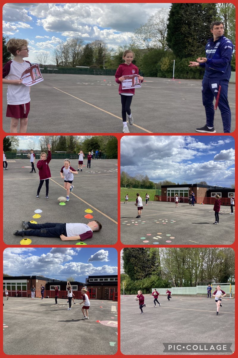 year4withMrsB's tweet photo. Thank you to Josh from Wigan Warriors who visited school  and gave Year 4 a fun taster rugby session on Monday. 🏉 https://t.co/f8iBzG4Nqd