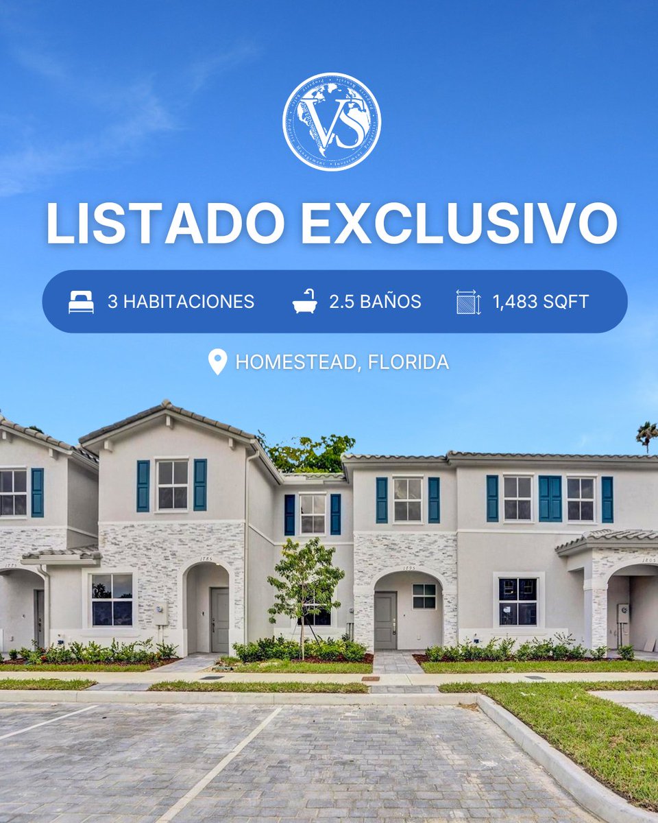 VS_Properties's tweet photo. 🚨 Townhome en Homestead desde $325K 🏡
3 hab | 2.5 baños | 1,483 Sq.Ft.
Diseño moderno + amenidades tipo resort ✨
📍 Minutos de Downtown Miami
💰 ROI: 4.4%
Alta demanda + plusvalía = gran oportunidad de inversión 📈
#MiamiRealEstate #InversionMiami #Florida https://t.co/PfGji66SIk