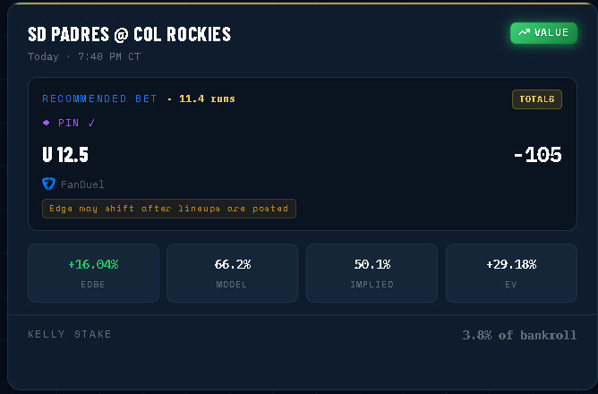 mlbvaluebets's tweet photo. Lineups aren't set, but keeping my eyes on the below.

🚀Join free discord: https://t.co/DdPtDDXI5o

#mlb #parlay #betslip #dksportsbook #Fanduelparlay https://t.co/4dO2cxmveS