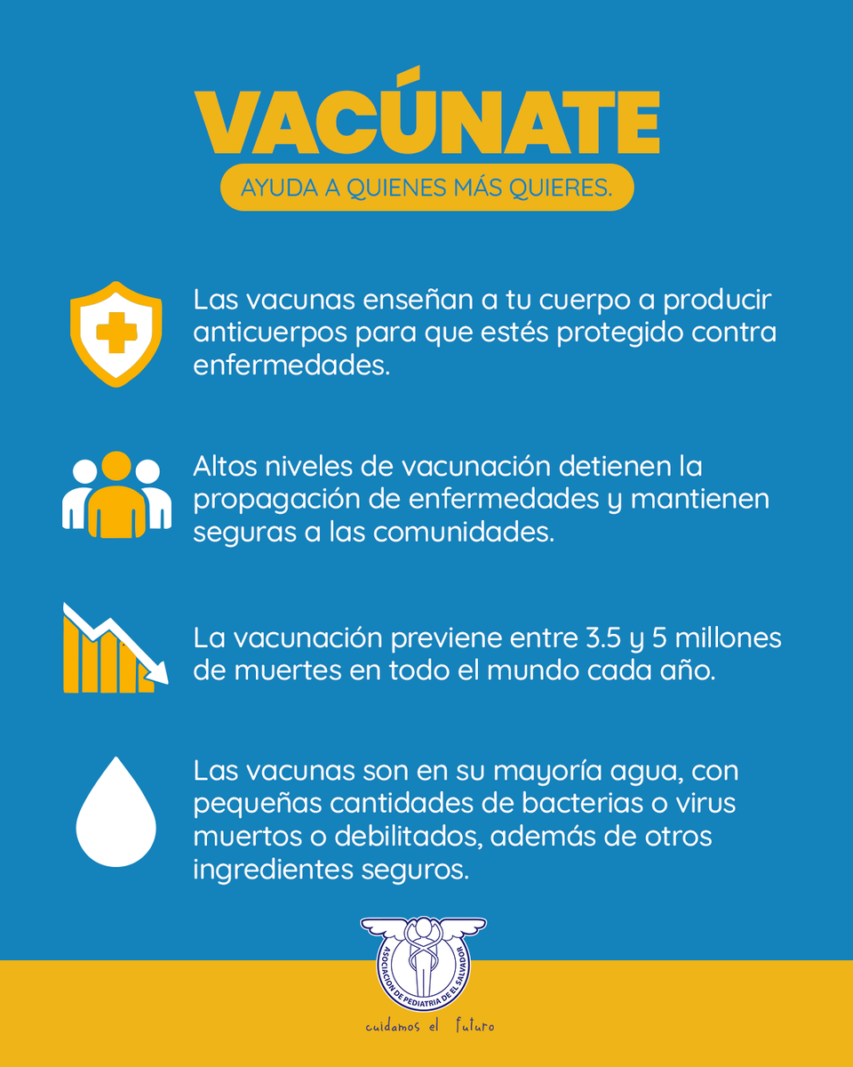 ASOPEDES's tweet photo. Vacunar no es un trámite, es construir un escudo biológico para toda la vida. 🛡️✨

Las vacunas enseñan al sistema inmune a vencer amenazas antes de que causen daño. ¡Que su energía sea para jugar y aprender, no para enfermar! 👶💉

¿Dudas? 💬 MD o ☎️ 2225-8281 https://t.co/SWG3H84plg
