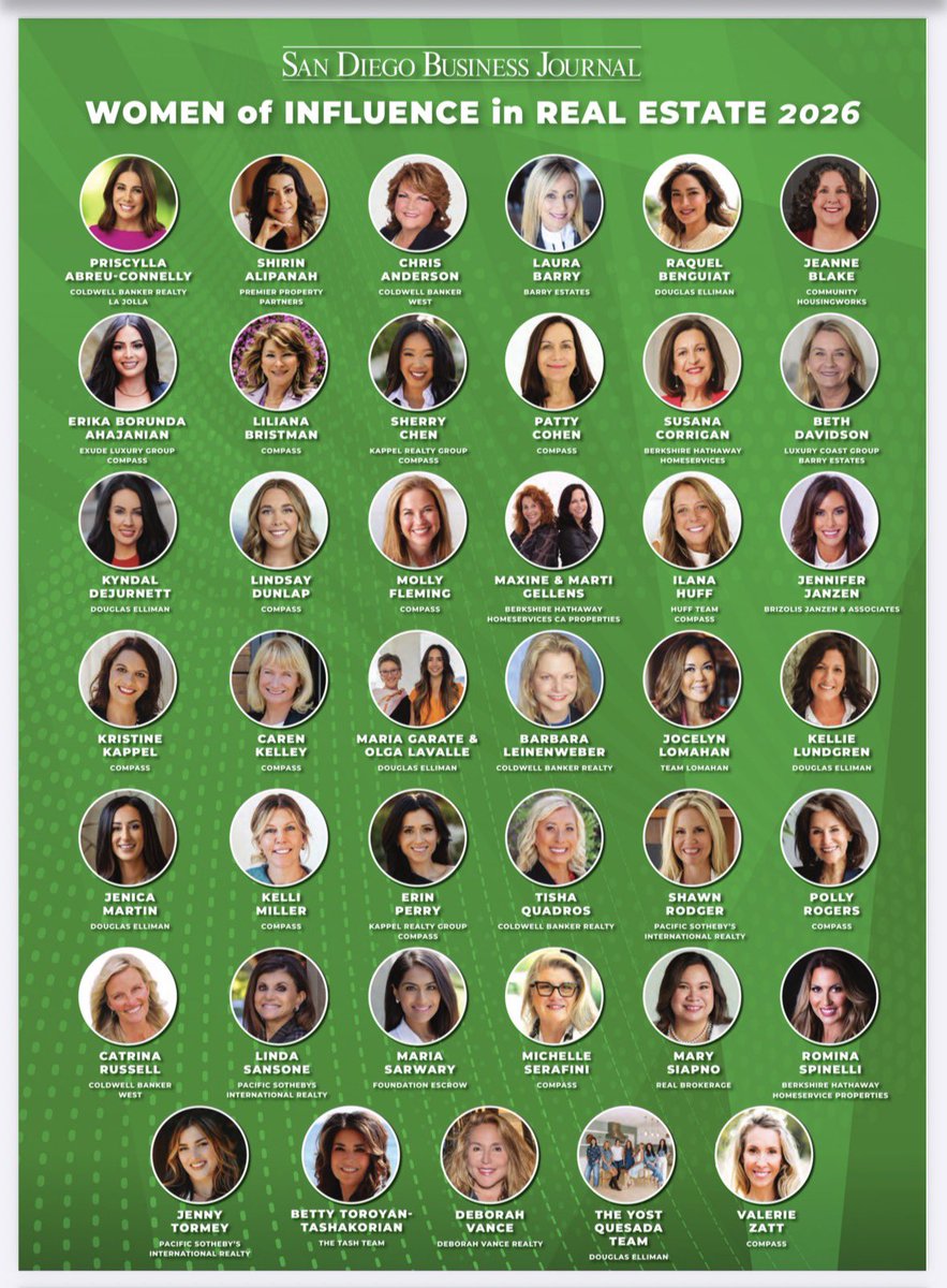LaJollaMichelle's tweet photo. Grateful to be included in this list of powerhouse agents. I have worked alongside most of these women for years and we all bring true professionalism and commitment to our clients and our community. https://t.co/so5H3CXQWc