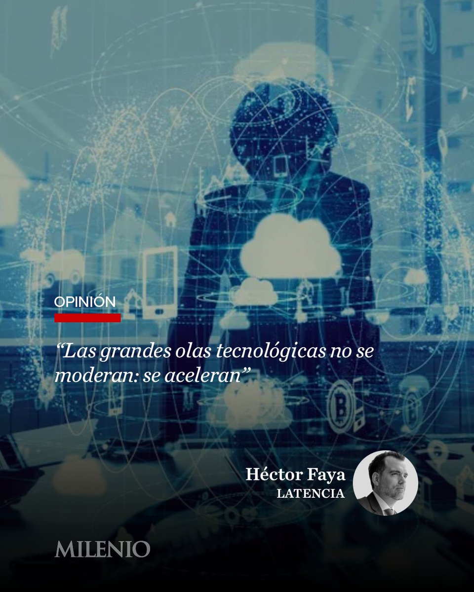 Milenio's tweet photo. #Latencia l “Estamos entrando en una nueva ola tecnológica, impulsada por inteligencia artificial y biología sintética, que no solo transformará industrias, sino que reconfigurará la naturaleza del poder. El libro ‘The Coming Wave’, de Mustafa Suleyman, intenta convencernos de que todavía estamos a tiempo de controlarlo”

🖋️Lee la #Opinión de @HectorFaya 
https://t.co/3oehERSG6m