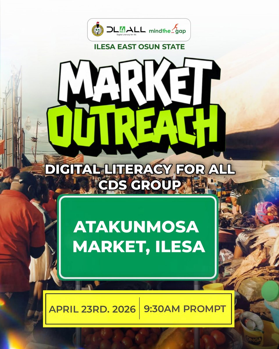 Dl4allcdsosun's tweet photo. DL4All Ilesha CDS Group Aim to Empower the Atakumosa market community Osun state with Digital skills.
#dl4allosunstate
#mindthegap
#nitda https://t.co/QJDLyrj0hx