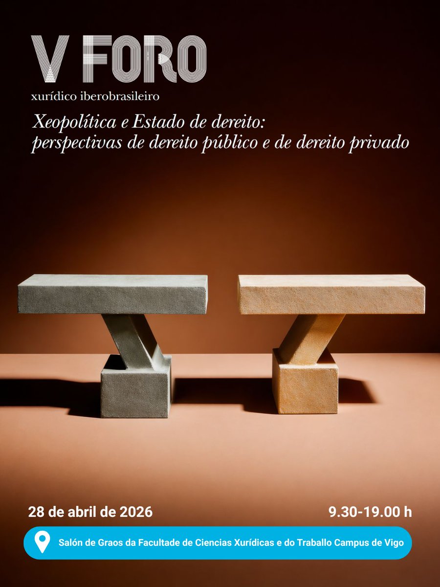 fccxxt's tweet photo. 📣 A Facultade de Ciencias Xurídicas e do Traballo da @uvigo acolle o V Foro #Xurídico #Iberobrasileiro (28 de abril de 2026), un encontro internacional xa consolidado entre #España, #Brasil e #ortugal.

Xeopolítica e Estado de dereito en debate en Vigo. 🌍

#UVigo #Dereito https://t.co/kGTQ3SBuHz