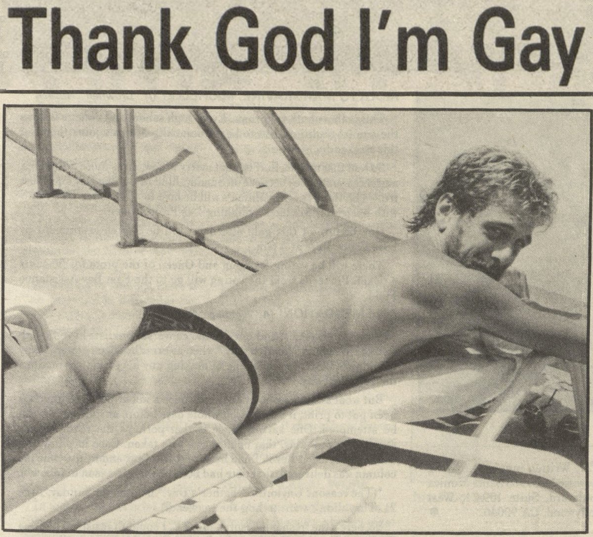 RT by @mikenov: This isn't about the TQs. Homosexuality has nothing to do with your imaginary 'gender identity.' “Thank god I’m gay.” San Francisco Bay Area Reporter 1985 pic.
