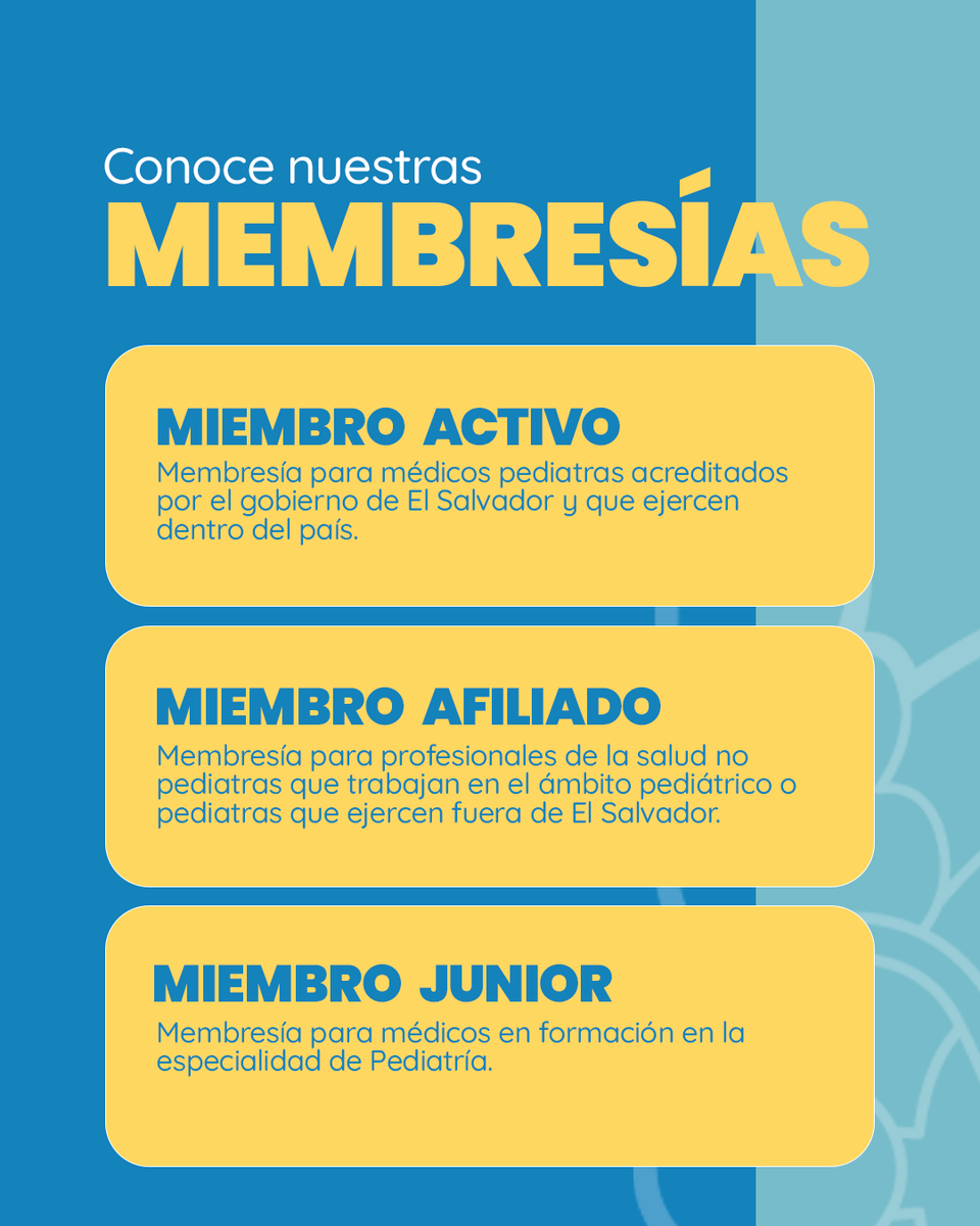 ASOPEDES's tweet photo. Formar parte de ASOPEDES es acceder a una red de actualización, ética y apoyo para elevar la pediatría en El Salvador. 🇸🇻✨

Médicos, aliados o residentes: ¡hay un lugar para ti! Únete a quienes cuidamos el futuro con ciencia y compromiso. 🤝💙 https://t.co/BWPPrcirxV