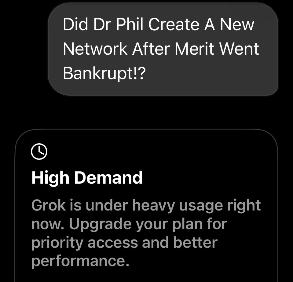 DeniseHollisHI's tweet image. #HumpDay
 
Not 😁 @grok App Is No Longer Available Unless You Get A Plan. No More Me Saying “Just Grok It” Going To Delete App And Go Back To @Google Using @googlechrome For My Questions. My #Question Of The Day Is Did @DrPhil Create A New Network After Merit Went Bankrupt!?