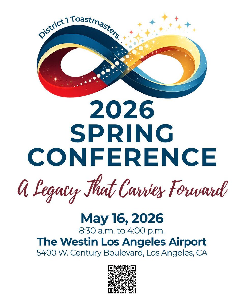 Claim your spot at the 2026 District 1 Toastmasters Spring Conference! Early bird registration ends April 30th @ 11:59PM. RSVP here: zeffy.com/en-US/ticketin… #district1toastmasters