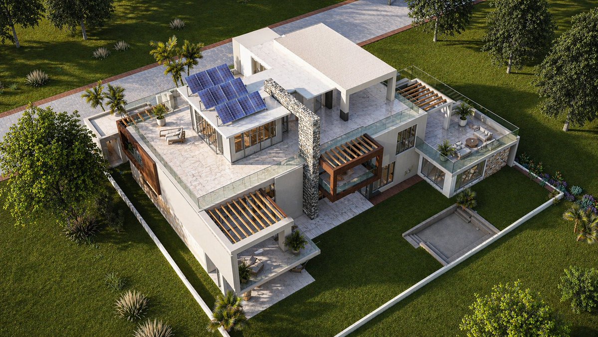 Vincentabuya's tweet image. Modern home we designed for a project in Mumias East. Clean lines, open terraces, and seamless indoor–outdoor living.

#Architecture #Kenya #ModernHome #AalisStudios