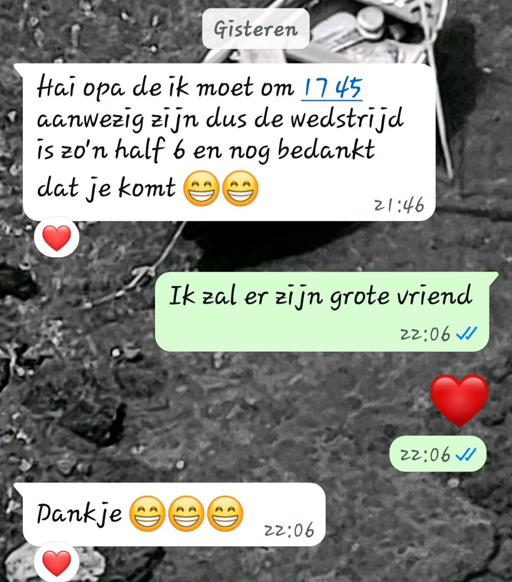 Heerlijk als je dit  berichtje van je kleinzoon krijgt. De tijden kloppen niet helemaal, maar ik snap hem😉. Dus trappen we oude Willem zo aan en combineren we zijn voetbal met een klein motorritje!🏍🏍🏍