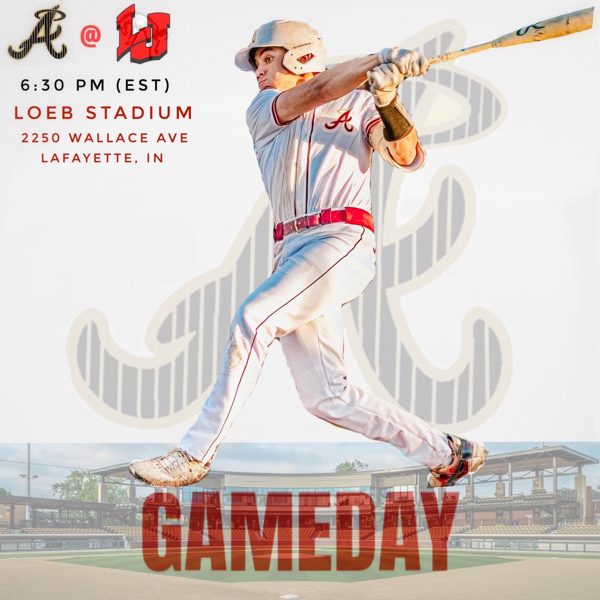 andreanbaseball's tweet photo. It’s GAMEDAY! The Niners hit the road today for an evening contest under the lights at beautiful Loeb Stadium in Lafayette. First pitch is set for 6:30PM (EST) vs. the Lafayette Jefferson Bronchos. #Work2Do #Niners #GodFamilyAndreanBaseball https://t.co/hb4r0KtH64