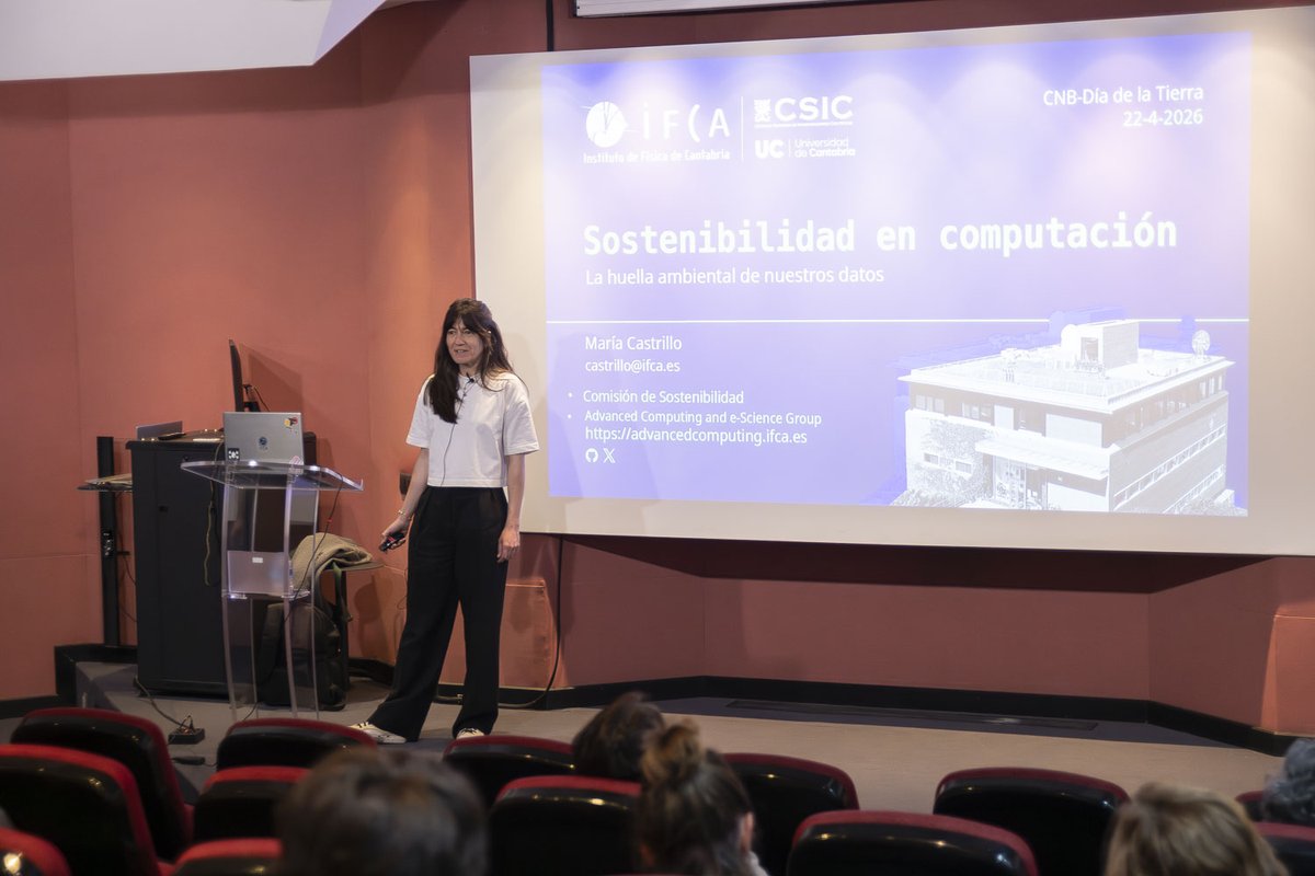 CNB_CSIC's tweet photo. Con motivo del #DíadelaTierra, la Dra. María Castrillo, del @IFCA_CSIC_UC, nos habla de la huella ambiental que generan nuestros datos y de cómo tener en cuenta los criterios ambientales en investigación para que sea más #sostenible.

#CNB_Verde #DíaInternacionaldelaMadreTierra https://t.co/wQ3zwl4Nb3