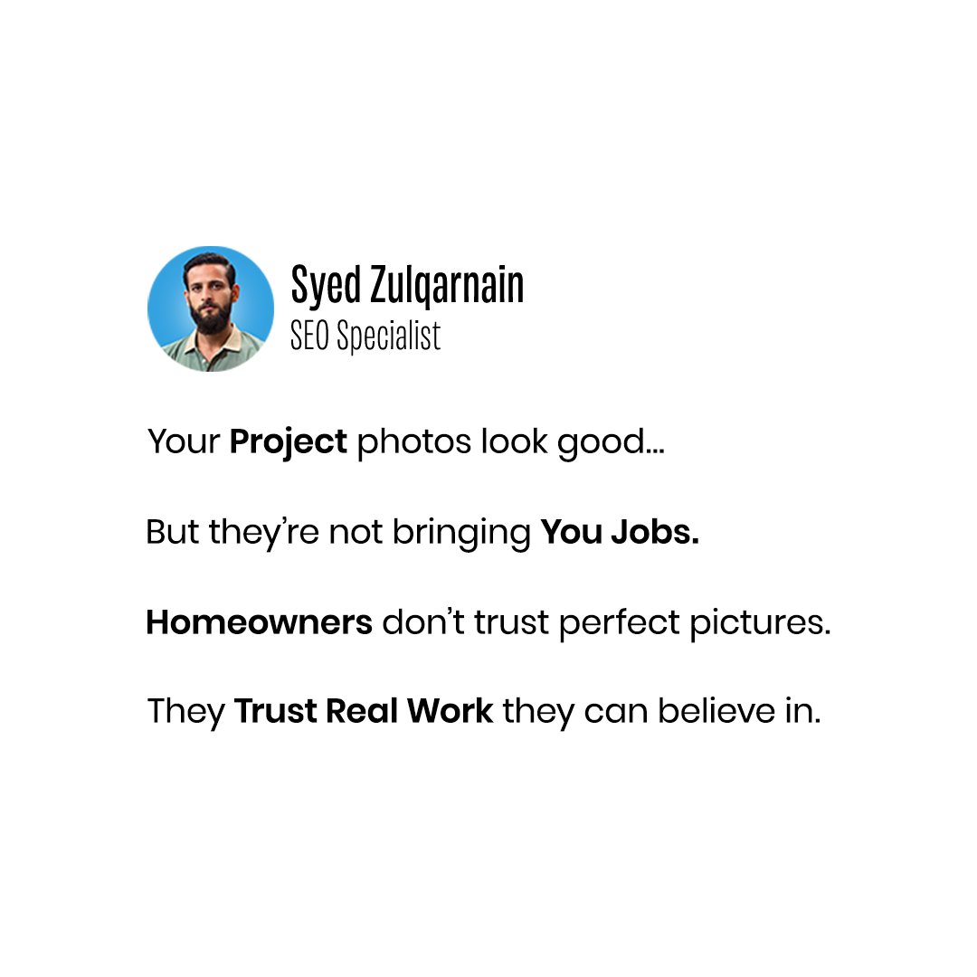 I__Zulqarnain's tweet image. Your photos aren’t just for show.

They impact your rankings and calls.

Google sees signals.
Homeowners see proof.
Stock photos don’t build trust.

Real work does.

↳ Before &amp;amp; after
↳ Job site shots

Authenticity brings calls.

#HomeRemodeling #Contractors #LocalSEO