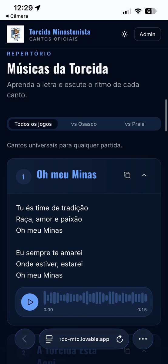 pra quem vai estar na arena sexta já foram ver os cantos?