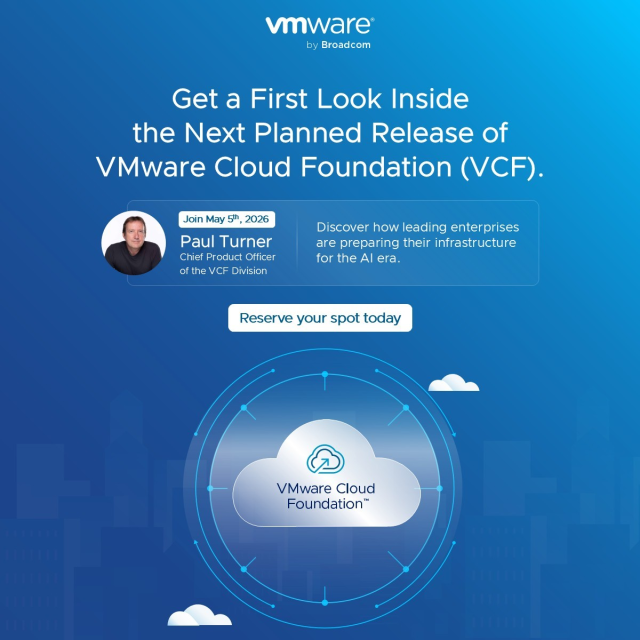 RickRasmussen's tweet photo. We're < 2 weeks away from our exclusive briefing on the next planned VMware Cloud Foundation release! 🚀. Join us for concise demos, customer insights, and an unfiltered Q&amp;A. Secure your seat. #PrivateCloud #VCF #AI. https://t.co/IYNb7Zt9uQ https://t.co/BIGi8SxEJF