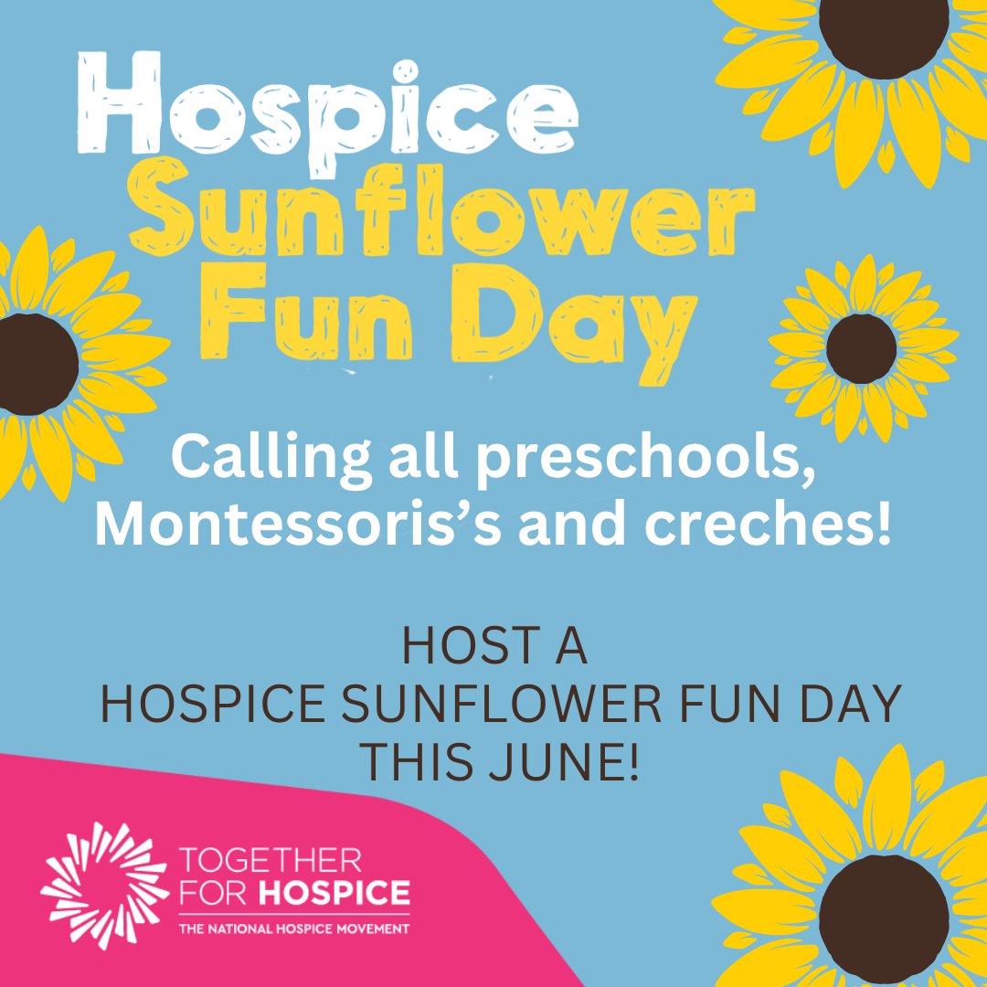 TogetherHospice's tweet photo. 🌻Hospice Sunflower Fun Days🌻

Calling all Pre-Schools and Primary Schools to participate in a #SunflowerFunDay to raise funds for your #LocalHospice.

Want to get involved? Register here at https://t.co/XYRYf9wM6h

If you have already signed up - THANK YOU! 💫 https://t.co/cqUCMLPskT