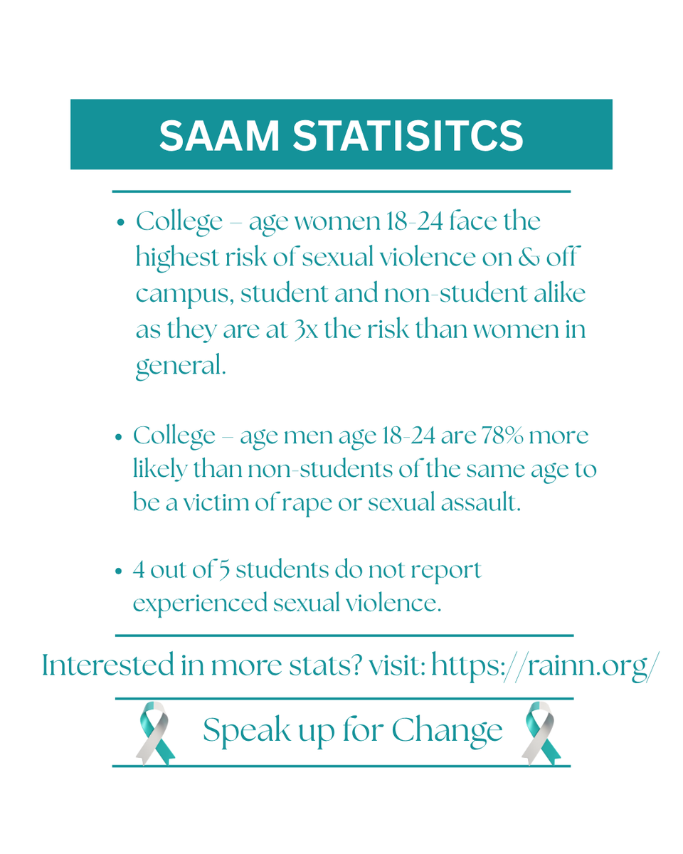 UMESequity's tweet photo. SAAM is nationally recognized every April to raise awareness about sexual and gender-based violence. More information to come from the OIE, especially for Denim Day: April 29th!
(Click the description box for more info!) https://t.co/Y6qgajNQMI