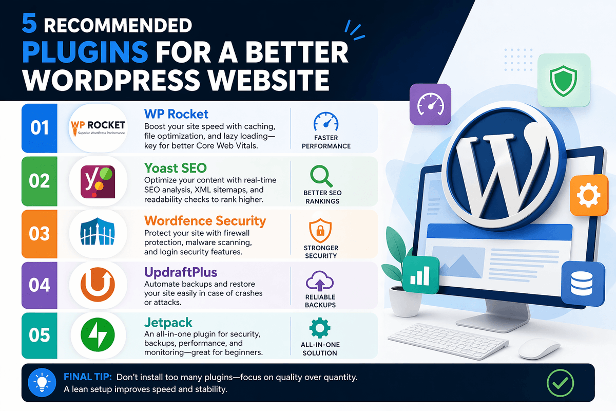andiuiux's tweet image. 🔌 5 Recommended #Plugins for a Better #WordPress #Website

Choosing the right plugins can make or break your website. Here are 5 must-have tools to #improve #performance, #SEO, and #security