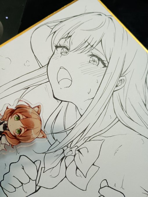 寝る前アナログ線画まで…🥱💤😹 