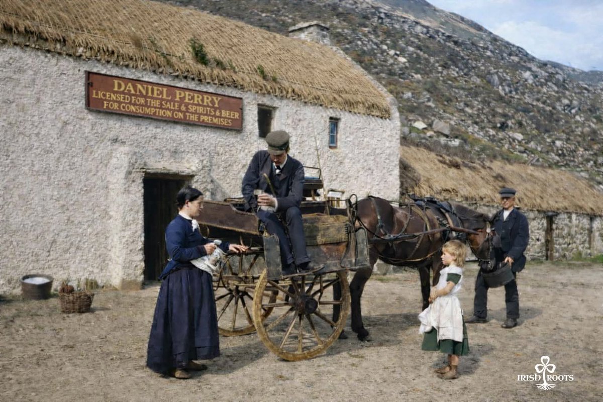 ThisIsIreland3's tweet image. 🚶‍♂️Halfway House, Gweedore, Co. Donegal, c.1884

A practical stop on a long, exposed route between mountain &amp;amp; sea.
Horses rested, loads were checked &amp;amp; travellers took a pause before the next stretch of difficult ground 💚

📸 Irish Roots

#Gweedore #Ireland #Donegal #Oldireland