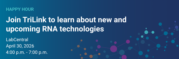 BiotechNetworks's tweet image. From TriLink BioTechnologies: #RNA Innovation, Networking, Drinks &amp;amp; Prizes 🚀 | Join TriLink at LabCentral in #CambridgeMA / #Boston area 

📅Thursday, April 30, 2026
🕓 4:00 p.m. - 7:00 p.m
📍LabCentral, 700 Main St Cambridge, MA
🔗 go.trilinkbiotech.com/labcentral-hap…