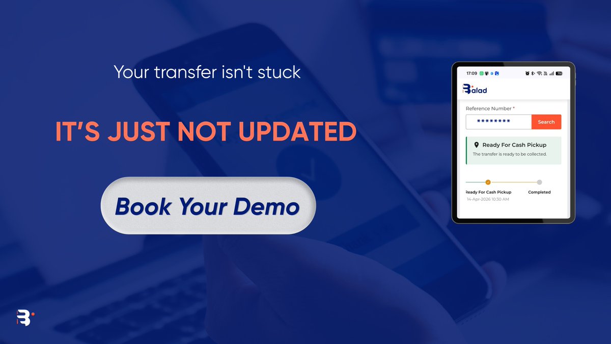 BaladTech's tweet photo. Your transfers aren’t stuck. Your status updates are.
Balad improves operational visibility so partners get faster, more reliable transaction updates with fewer support tickets.
Book your demo now 👇 
https://t.co/NTf4HA7Pim

#Remittance #Fintech #Egypt #Payments https://t.co/hiSuuTtv8h