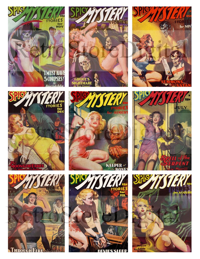 PulpArtMedia's tweet photo. Spicy Mystery Pulp Magazine Cover Art Digital Printable Collage Sheet - Retro Pulp Covers, Vintage Illustrations Pin-Up - Instant Download

Available Here: https://t.co/K1D2skEcIT

#pulpart #retroposters #digitalprints #posterprints #digital
https://t.co/rTDMJ5dYaR