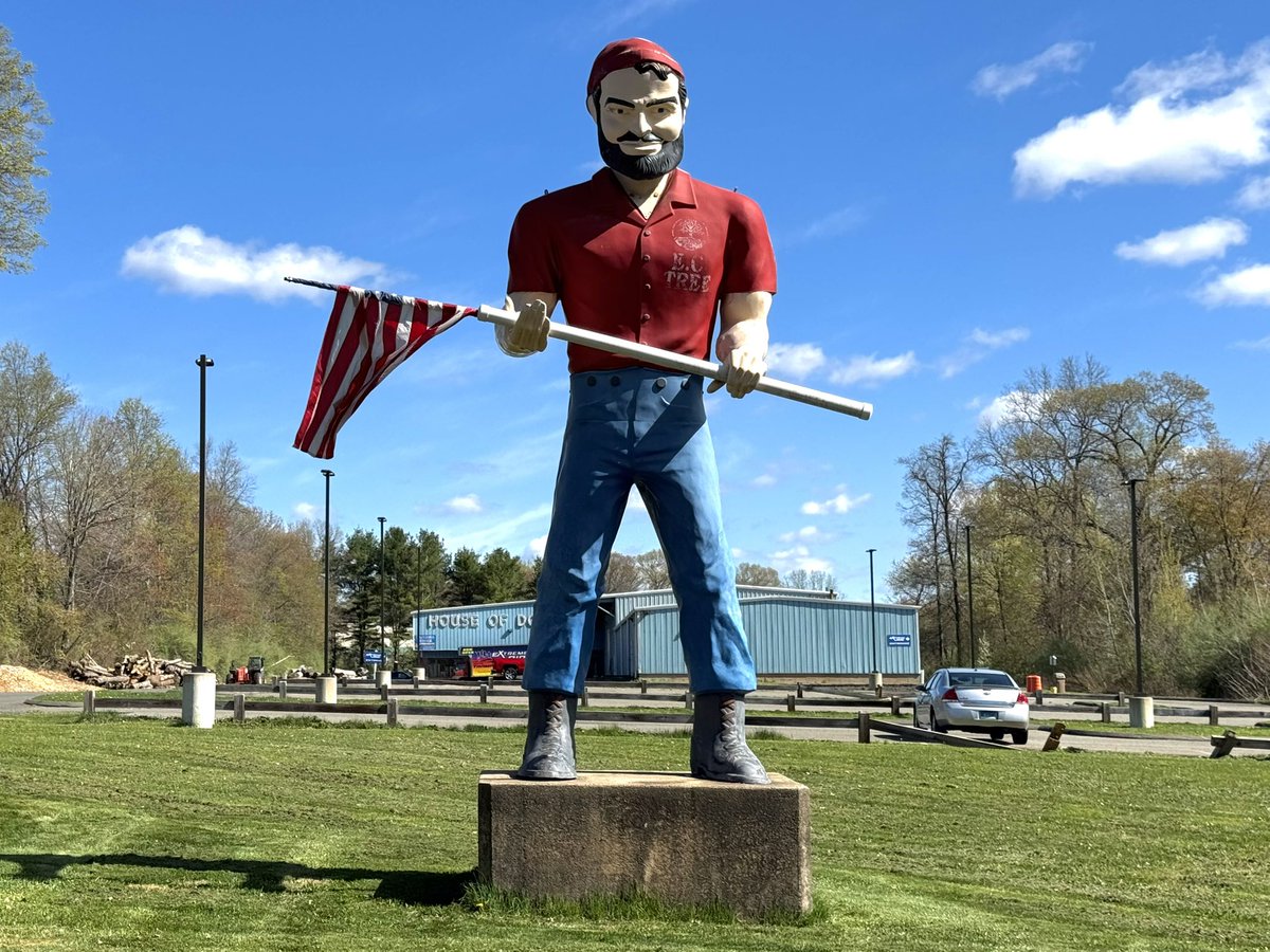 Stopped by a roadside attraction yesterday! I found out about this through a website called “Roadside America.” This large statue of Paul Bunyan, located at 540 W. Johnson Ave. in Cheshire, has a really unique and strange history. Statues of Paul Bunyan, frequently called