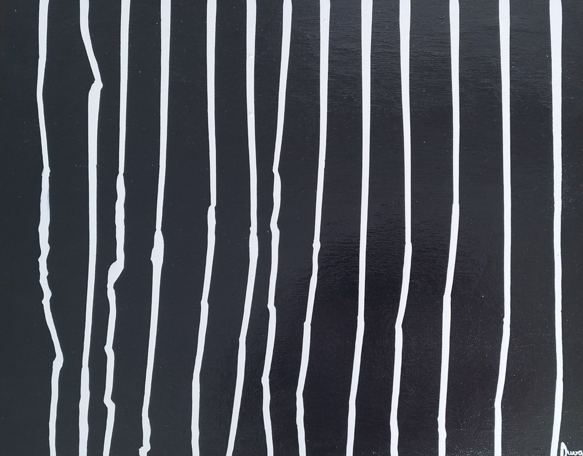 LaChistorrada's tweet image. Duval, "Rayas nº1". Serie Rayas, Acrílico sobre lienzo en tablilla, 40x50cm, abril 2026. #art #pintura #blancoynegro