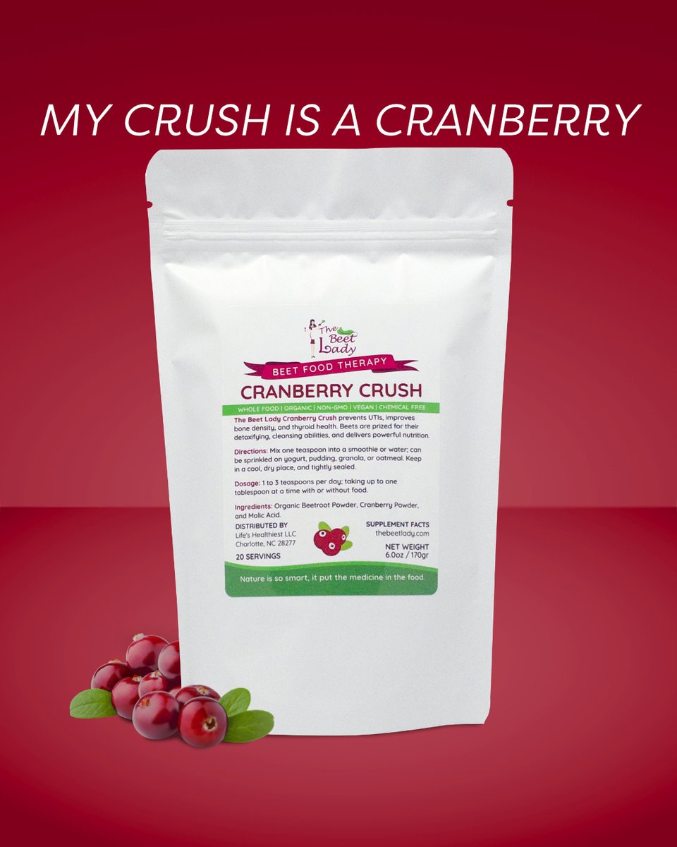 TheBeetLady's tweet photo. Improving bone density and thyroid health can be a struggle for many people. That's why I always recommend The Beet Lady's Cranberry Crush powder.

If you want to learn about more benefits, head over to: https://t.co/hmB0mvztKV 

#thebeetlady #beetfoodtherapy #cranberrycrush https://t.co/gttS5atPJD