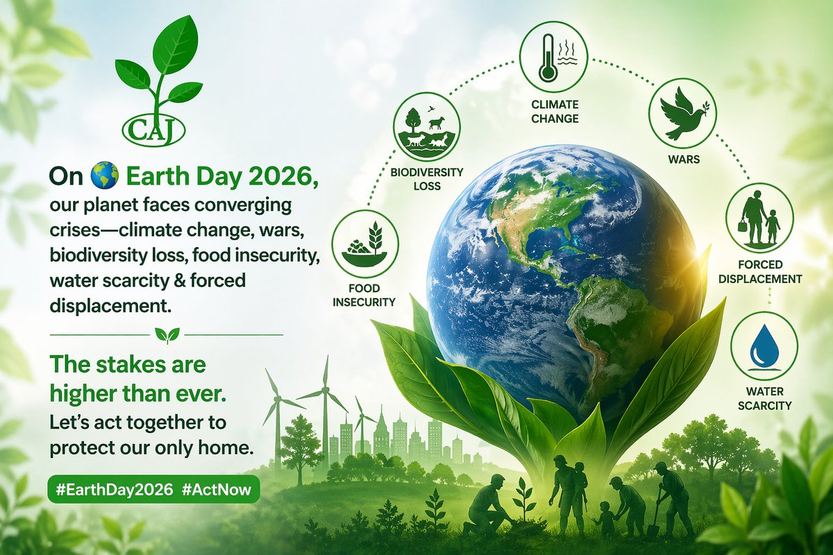 On🌍#EarthDay2026, our planet faces converging crises: —

#ClimateChange
#HumanConflicts
#BiodiversityLoss
#FoodInsecurity
#WaterScarcity 
#ForcedDisplacement

The stakes are higher than ever. 
Let’s act together to protect our only home. 

#EarthDay2026 
#ActNow