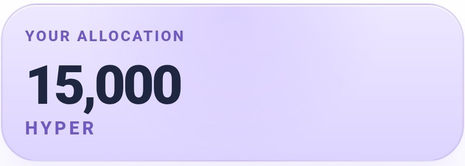 💦 Farcaster Users 💦

I just claimed 15,000 $Hyper tokens

Kindly cceck yyur aallocation here: farcaster.xyz/miniapps/EIuYy…

• Complete all tasks 
• Claim