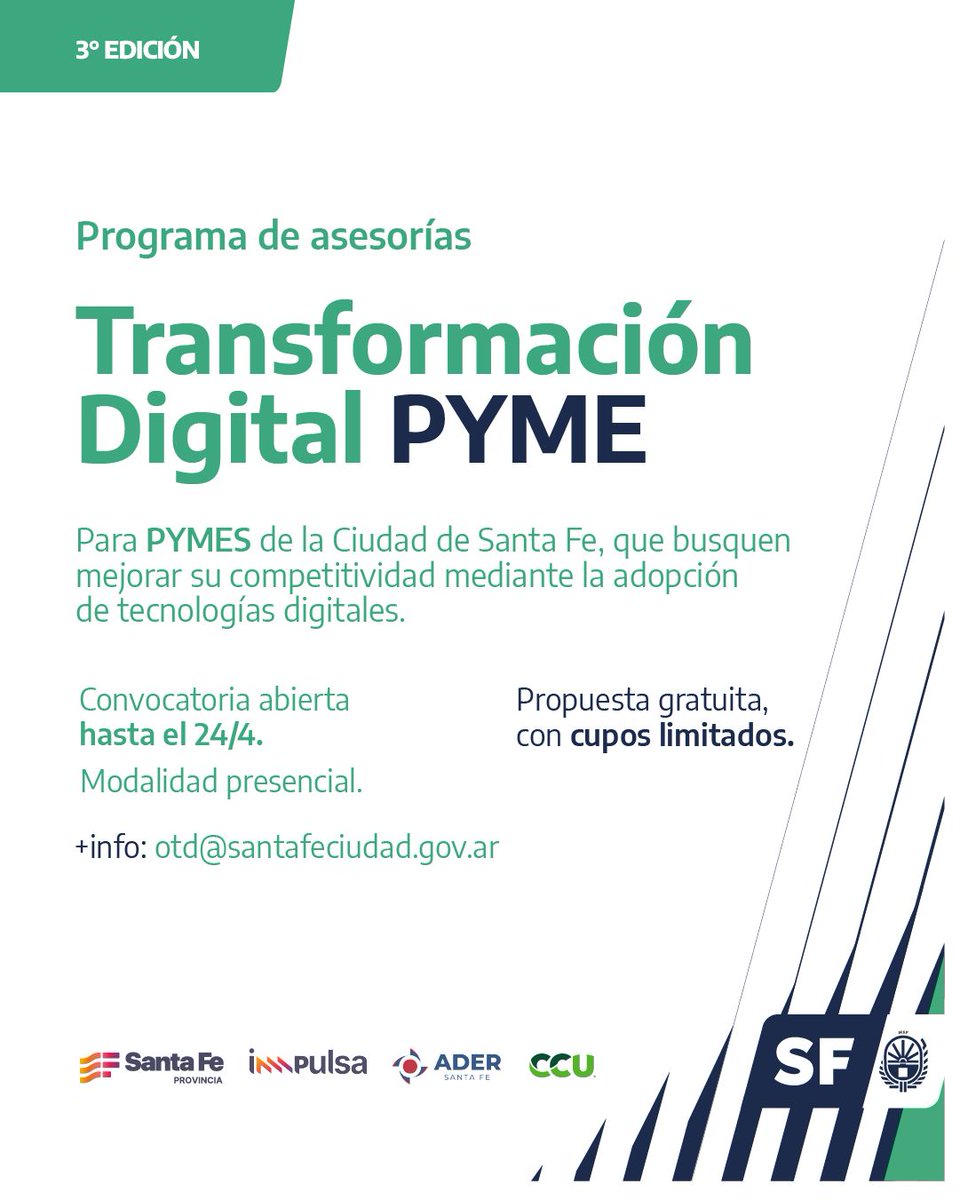 ADERSANTAFE's tweet photo. Firma de convenio entre ADER, @_SantaFeCapital  y @CCU_Argentina  para impulsar el Programa de Transformación Digital.

Una propuesta para acompañar a empresas en la incorporación de tecnología con diagnóstico, capacitación, asesoramiento y planes de digitalización a medida. https://t.co/9z4LfnfK02