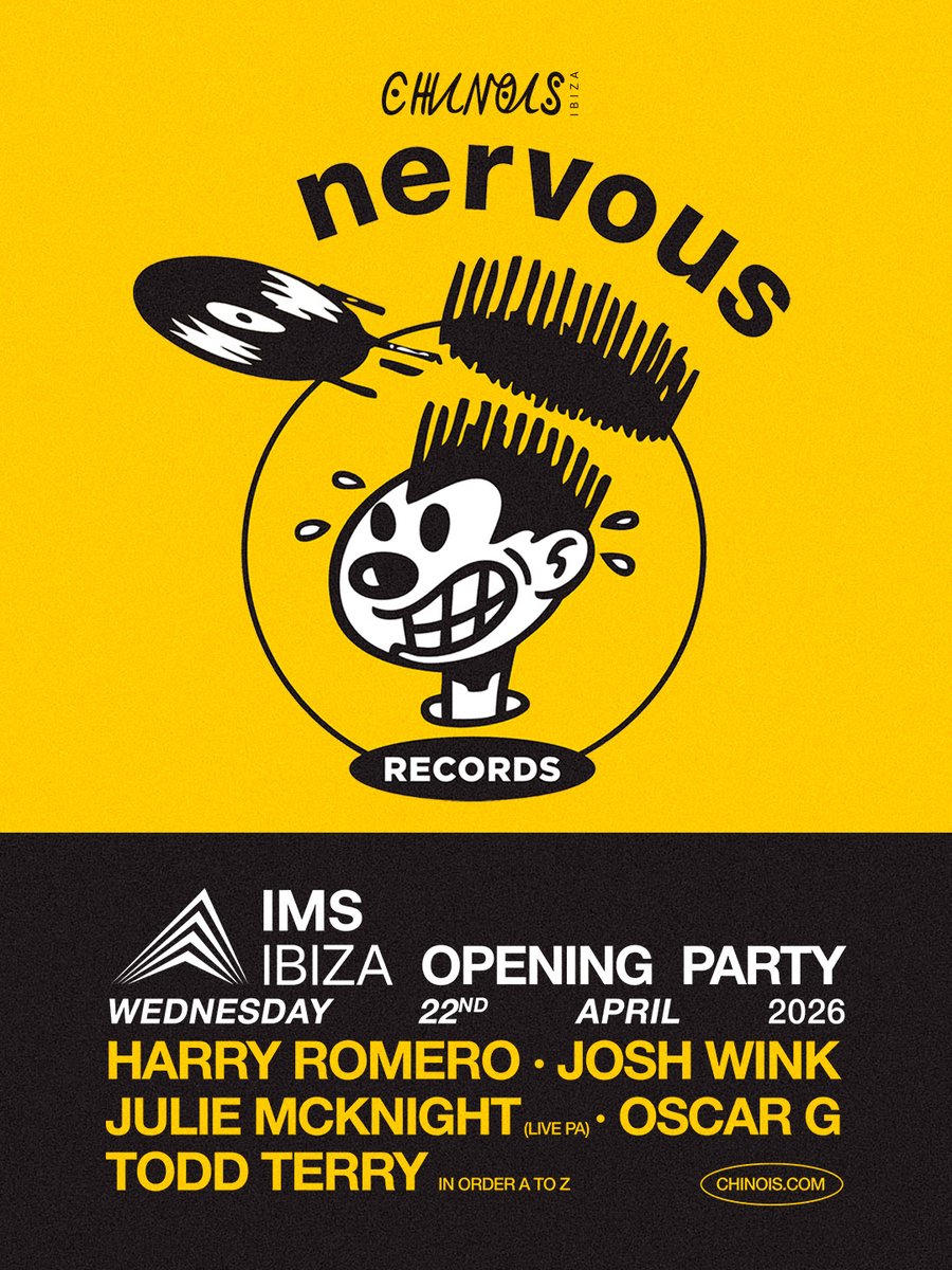 djtoddterry's tweet photo. Tonight 35 Years of @NERVOUSRECORDS at @IMSibiza 
Wednesday 22nd April at Chinois #Ibiza w/ @HarryRomero_ @joshwink1 @its_jmcknight @djoscarg305 @djtoddterry #openingparty Tickets/Info: https://t.co/wpnaj0K1Yy https://t.co/BeZ7sUrbK5