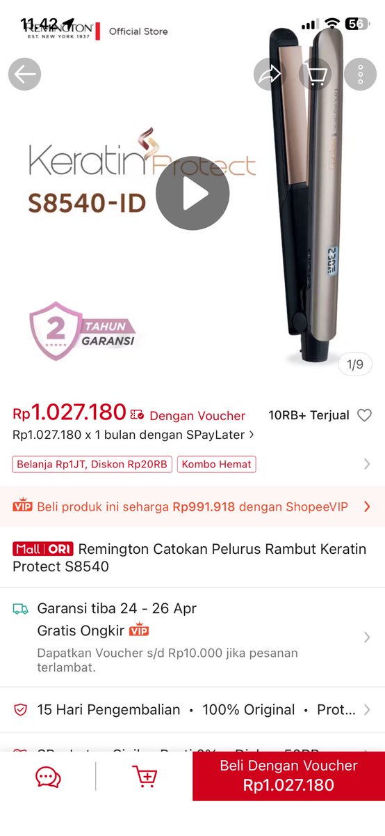 AngelaFloreta's tweet photo. @jeangapain nitip ya kak, wts remington keratin protect straightener. 
aman dirambut krn uda ada keratinnya.
hb sbulan lalu: 1,2jt. harga skr 1jt
klengkapan: box mulus 98,9% like new!

nego serah kaka dah berapa dm ajaa, tar ku pilih harga tertinggi~ minta foto or video lengkapnya jg dm yak https://t.co/YmTOyCg6aK
