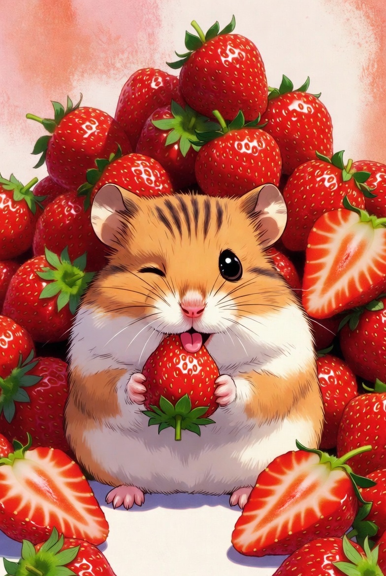 shinonomebreak's tweet image. #AIart #Grok3 #AIハムスター 

イチゴいっぱいハムスター