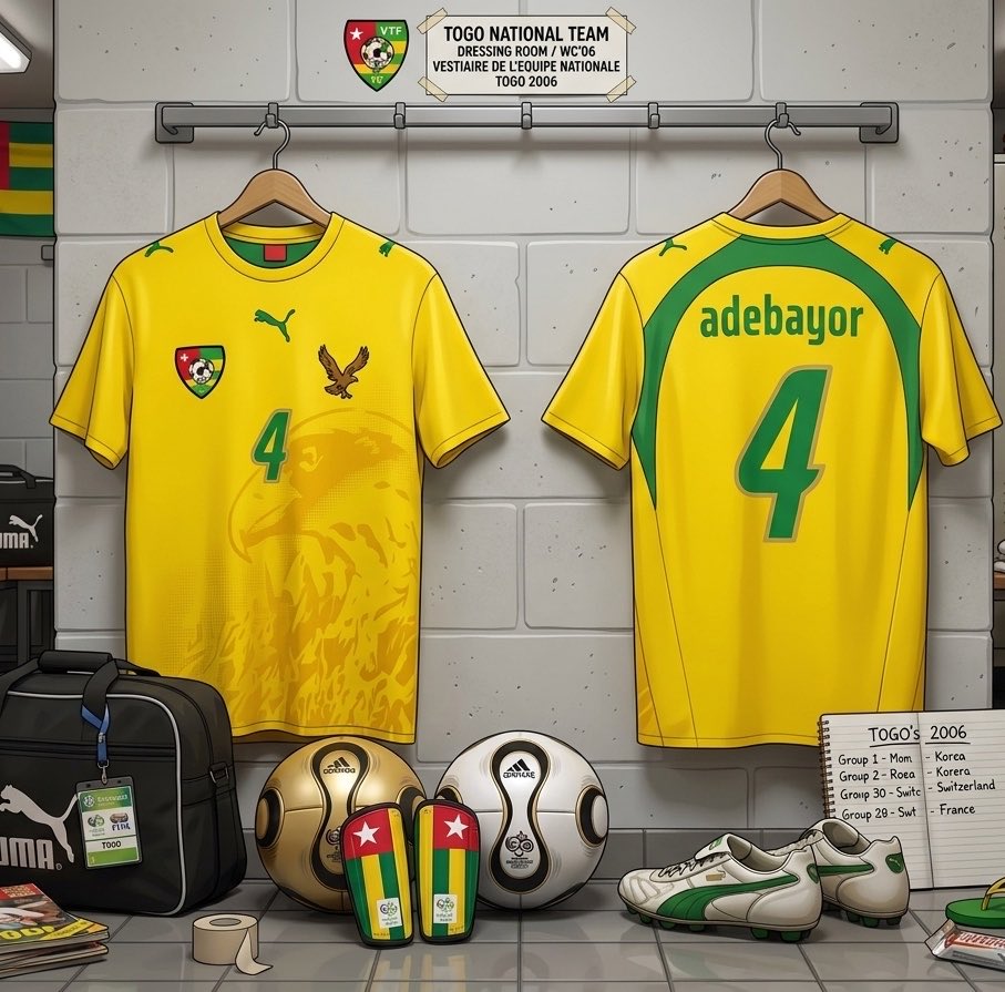 A camisa principal de Togo na Copa do Mundo de 2006. 🇹🇬