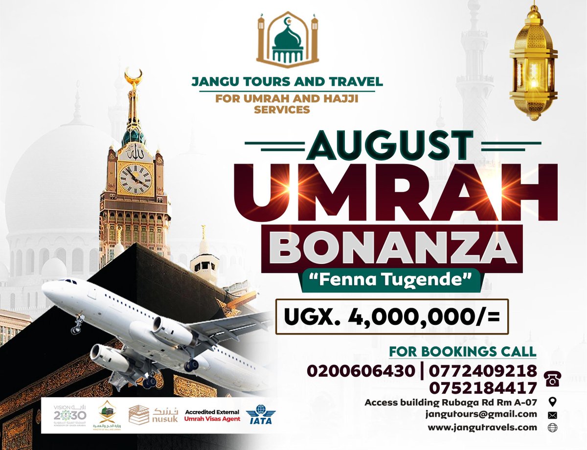 It’s exactly 4 Months left to the great Umrah Bonanza. This time Fenna Tugende at only 4,000,000/= this August.