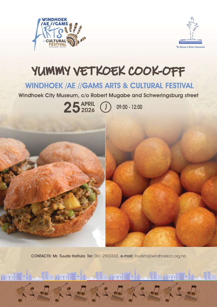 Join us for an exciting day packed with endless fun on 25 April 2026 at the Windhoek City Museum from 09:00 to 17:00. Come and enjoy traditional games like Amagoes and competitions like Potjiekos Cook-Off and Vetkoek Cook-Off, all happening under one roof.
