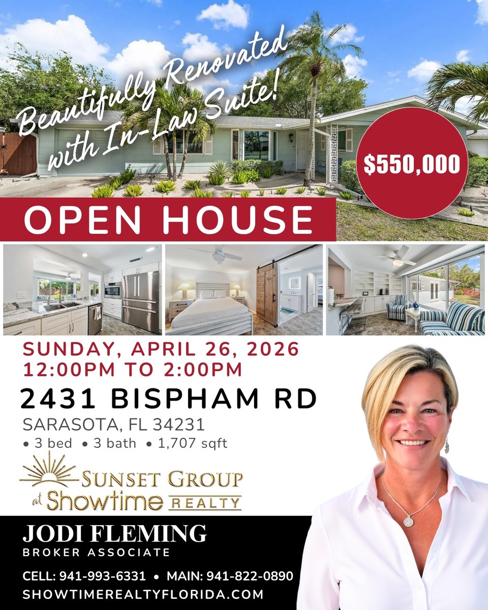 ShowtimeRealEst's tweet image. 𝗢𝗣𝗘𝗡 𝗛𝗢𝗨𝗦𝗘 𝗧𝗢𝗗𝗔𝗬 | 𝗦𝘂𝗻𝗱𝗮𝘆, 𝗔𝗽𝗿𝗶𝗹 𝟮𝟲 | 𝟭𝟮:𝟬𝟬 𝗣𝗠 – 𝟮:𝟬𝟬 𝗣𝗠
📍 𝟮𝟰𝟯𝟭 𝗕𝗶𝘀𝗽𝗵𝗮𝗺 𝗥𝗱, 𝗦𝗮𝗿𝗮𝘀𝗼𝘁𝗮, 𝗙𝗟 𝟯𝟰𝟮𝟯𝟭
$𝟱𝟱𝟬,𝟬𝟬𝟬 | 𝟯 𝗕𝗲𝗱𝘀 | 𝟯 𝗕𝗮𝘁𝗵𝘀 | 𝟭,𝟳𝟬𝟳 𝗦𝗾 𝗙𝘁 | 𝟭-𝗖𝗮𝗿 𝗚𝗮𝗿𝗮𝗴𝗲
#openhouse