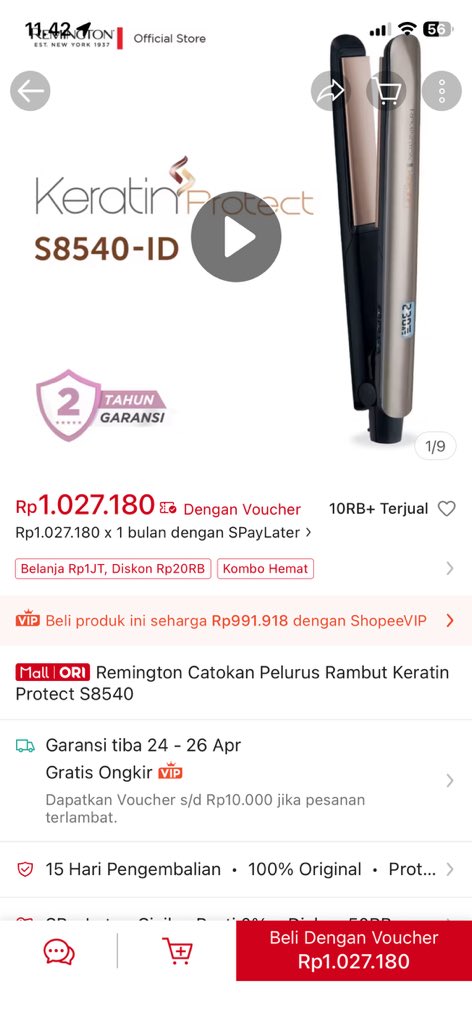 AngelaFloreta's tweet photo. @unsoedmfs nitip ya kak, wts remington keratin protect straightener. 
aman dirambut krn uda ada keratinnya.
hb sbulan lalu: 1,2jt. harga skr 1jt
klengkapan: box mulus 98,9% like new!

nego serah kaka dah berapa dm ajaa, tar ku pilih harga tertinggi~ minta foto or video lengkapnya jg dm yak https://t.co/nLyuuulA33
