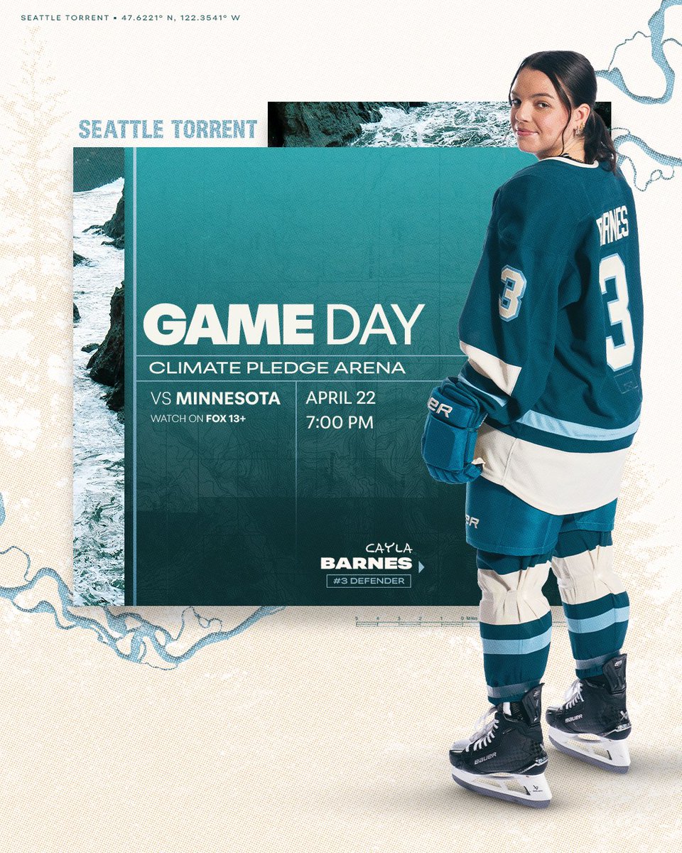 PWHL__Seattle's tweet photo. Rainy gameday in the PNW 🌀

🆚 @PWHL_Minnesota  
🕖 7:00PM
📺 @fox13seattle  
🎟️ https://t.co/kV3KFQW3JE https://t.co/sCZpQHHKSJ